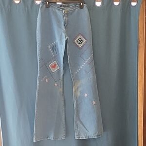 Sawary Bell Bottom Jeans with Patchwork